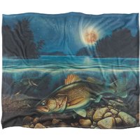 JQ Licensing Harvest Moon Walleye Fishing Silky Touch Super Soft Throw Blanket 152 X 127 cm in White