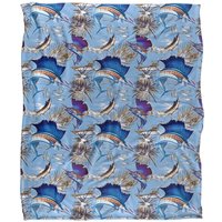 JQ Licensing Jl-Jp-Jq Sailfish Tiki Fishing Pattern Silky Touch Super Soft Throw Blanket 152 X 127 cm in White