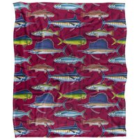 JQ Licensing Saltfish Fishing Pattern Silky Touch Super Soft Throw Blanket 152 X 127 cm in White