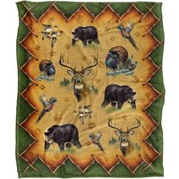 JQ Licensing Cf-Jp Tribal Lodge Hunting Animals Silky Touch Super Soft Throw Blanket 152 X 127 cm in White