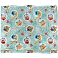 Sesame Street Festive Heads Pattern Silky Touch Super Soft Throw Blanket 152 X 127 cm in White