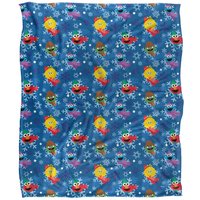 Sesame Street Character Snowflake Pattern Silky Touch Super Soft Throw Blanket 152 X 127 cm in White