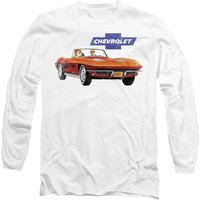 Chevrolet Chevy Corvette Vintage Ad Long Sleeve T-Shirt, White | Size: XL