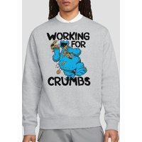 Cookie Monster Working Crumbs Sweatshirt Athletic Heather