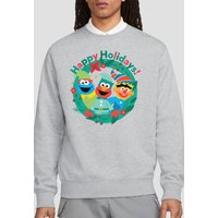 Happy Holiday Christmas Elves Sweatshirt Athletic Heather