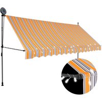 Berkfield Home Manual Retractable Awning with LED 350 cm Yellow & Blue
