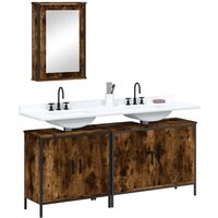 Berkfield Home 3 Piece Bathroom Furniture Set Smoked Oak Engineered Wood in Brown