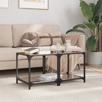 Berkfield Home Coffee Tables with Black Glass Top 2 pcs 40x40x40 cm Steel | Size: 40 x 40 x 40 cm