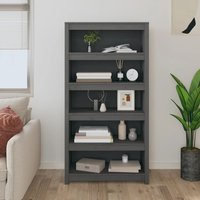 Berkfield Home Book Cabinet Grey 80x35x154 cm Solid Wood Pine | Size: 80 x 35 x 154 cm