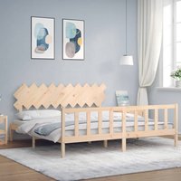 Berkfield Home Bed Frame with Headboard 200x200 cm Solid Wood in Brown