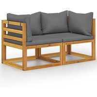 Berkfield Home 2-seater Garden Bench with Dark Grey Cushions (UK/IE/FI/NO only) in Brown