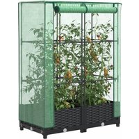 Berkfield Home Raised Bed with Greenhouse Cover Rattan Look 80x40x123 cm in Black | Size: 80 x 40 x 123 cm