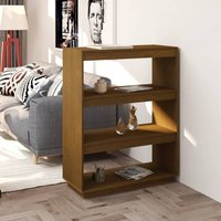 Berkfield Home Book Cabinet/Room Divider Honey Brown 80x35x103 cm Solid Pinewood | Size: 80 x 35 x 103 cm