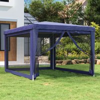 Berkfield Home Party Tent with 4 Mesh Sidewalls Blue 3x4 m HDPE