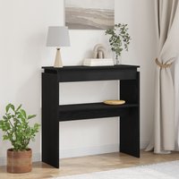 Berkfield Home Black Oak Console Table - 80x30x80 cm - Engineered Wood | Size: 80 x 30 x 80 cm