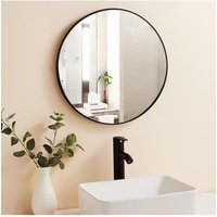 H&O Direct 40cm Nordic Round Framed Wall Hanging Mirror in Black