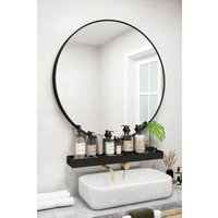 H&O Direct 70cm Nordic Round Framed Wall Hanging Mirror in Black