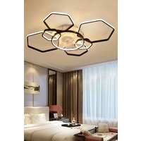 H&O Direct Geometrical Ceiling Mount LED Fan Light in Black