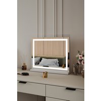 H&O Direct Rectangle Hollywood Lighted LED Makeup Mirror in White