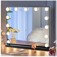 H&O Direct Rectangle LED Makeup Vanity Mirror in Black