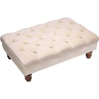 H&O Direct Beige Velvet Upholstered Bedroom Ottoman Footstool