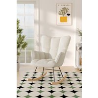 H&O Direct Cream Tufted Upholstered Rocking Chair