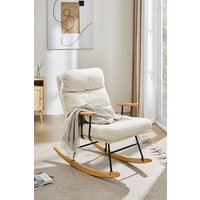 Living and Home Sherpa Upholstered Adjustable Rocking Chair in White