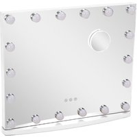 H&O Direct Rectangle LED Light Metal Makeup Mirror in White