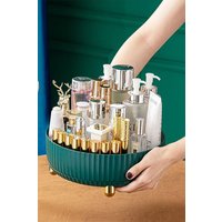 H&O Direct Cosmetic Organizer Rotating Tray Skin Care Storage Rack in Green
