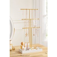SHEONLY Women's 3 Tier Jewelry Display Stand Jewellery Organizer Height 47cm in Gold