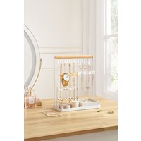 SHEONLY Women's 3 Tier Stylish Jewelry Display Stand Jewellery Desktop Organizer For Dormitory & Bedroom Vanity Case in White