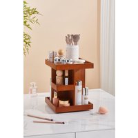 Swivel Retro Wooden Cosmetic Organizer Skincare Display Box