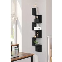 H&O Direct Wooden Zigzag Floating Corner Shelves in Black | Size: Medium