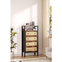 Drawer Rustic Rattan Storage Cabinet Shelf