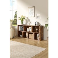 H&O Direct Cube Wooden Bookcase Organizer Storage Shelving Unit in Brown
