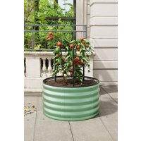 Living and Home Round Galvanized Steel Plant Raised Garden Bed in Light Green