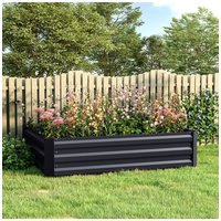 Living and Home Galvanized Steel Raised Garden Bed Planter Box in Black | Size: Medium
