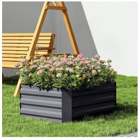 Living and Home Galvanized Steel Raised Garden Bed Planter Box in Grey | Size: Medium