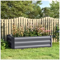 Living and Home Galvanized Steel Raised Garden Bed Planter Box in Grey | Size: Large