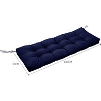 Living and Home 130cm W x 50cm D Waterproof Patio Bench Seat Cushion in Navy | Size: 130 cm W x 50 cm D
