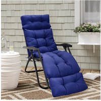 180cm W x 55cm D Navy Blue Thickened Lounger Cushion Anti Slip Cover cm W x 55 cm D