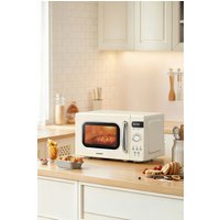 Living and Home 800w 20L Retro Style Microwave Oven with 8 Auto Menus, 5 Cooking Power Levels, and Express Cook Button in Cream