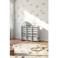 H&O Direct 5 Tier Plastic Storage Organizer with 15 Pull-Out Bins & Roof Top in White