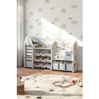 H&O Direct Large Plastic Storage Organizer & Bookshelf Combination in White
