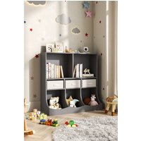H&O Direct 3-Tier Open Style Toy & Book Storage Cabinet in Black