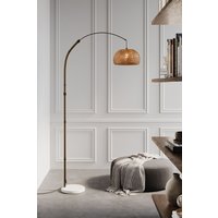 Vintage Style Floor Lamp Bamboo Lampshade Marble Base