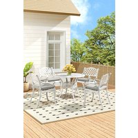 Set 5 Retro Garden Bistro Set Cast Aluminum Cushions
