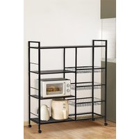 H&O Direct Kitchen Microwave-Oven Vegetable Storage Cart in Black