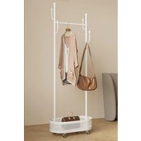 H&O Direct Small Clothes Rack with Wheels in White