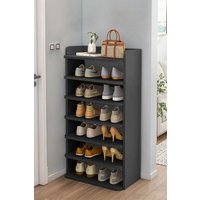 H&O Direct 7-Tier Narrow Tall Shoes Rack for Entryway in Black
